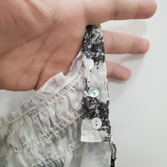 Daniel Rainn Women's White Black‎ Marble Print Chiffon Victorian Lace Tank XL - Picture 4 of 8